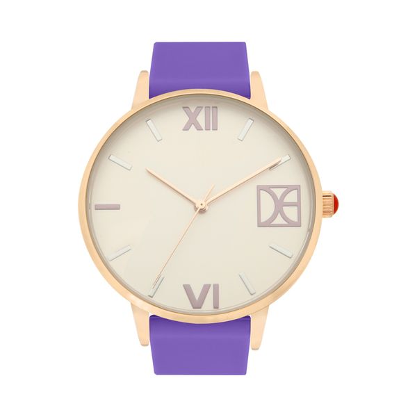 

Reloj para Dama con Caratula Blanca e Indicadores de Colores color Morado Talla: Unico