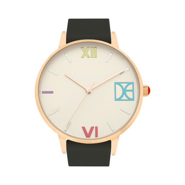 

Reloj para Dama con Caratula Blanca e Indicadores de Colores color Negro Talla: Unico