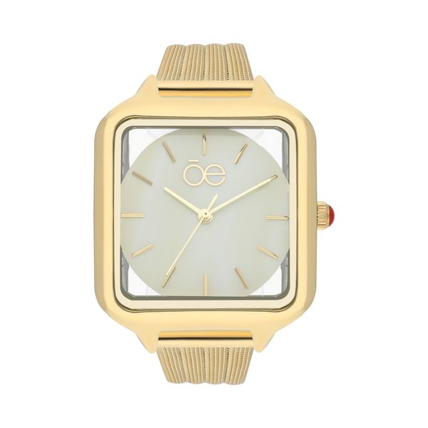 

Reloj Análogo para Dama con Extensible de Mesh y Caja con Transparencia color Oro Talla: Unico
