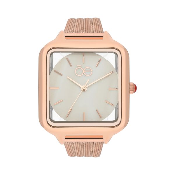 

Reloj Análogo para Dama con Extensible de Mesh y Caja con Transparencia color Copper Talla: Unico