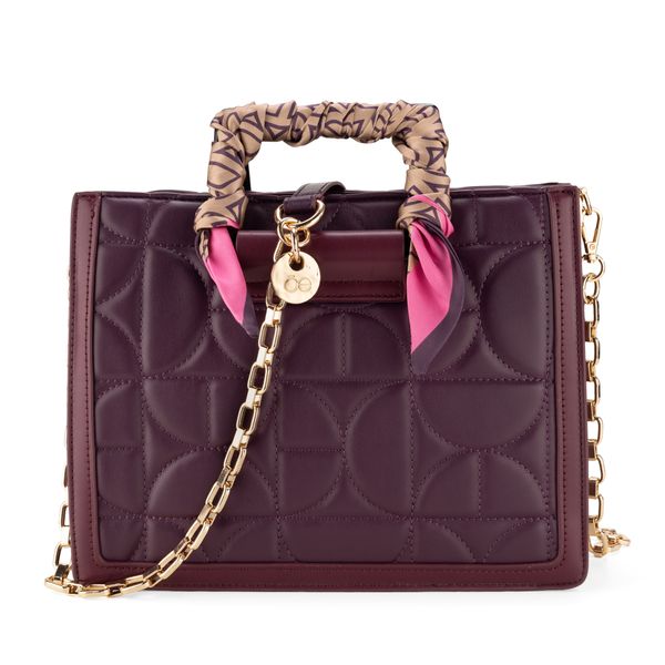 

Bolsa Satchel Acolchada Con Mascada Color Morado Talla: Unico