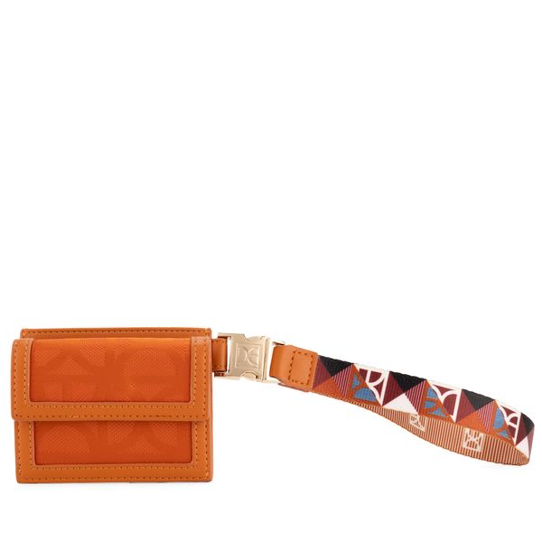 

Tarjetero Chico Textil Con Maneral Color Naranja Talla: Unica