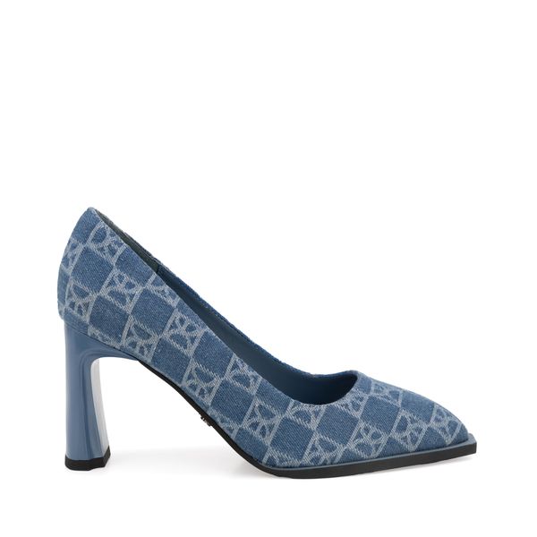 

Zapatilla De Tacón Puntal En Knit Color Azul Talla: 24