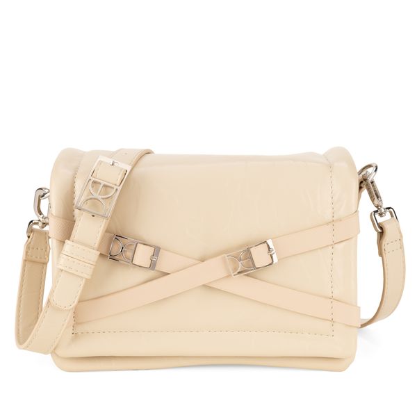 

Bolsa Crossbody Grande Aplicación Hebillas Color Beige Talla: Unico