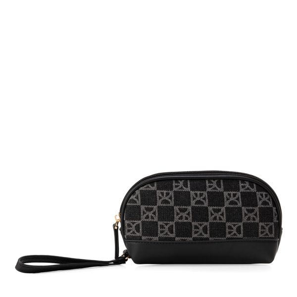 

Cosmetiquera Mediana Textil Cierre Sencillo con Maneral color Negro Talla: Unico