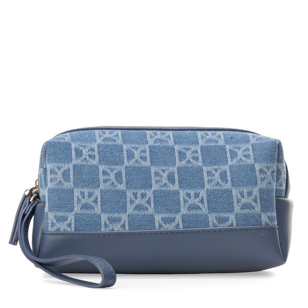 

Cosmetiquera Mediana Textil Cierre Sencillo con Maneral color Azul Talla: Unica