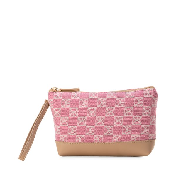 

Cosmetiquera Mediana Textil Cierre Sencillo con Maneral color Rosa Talla: Unico