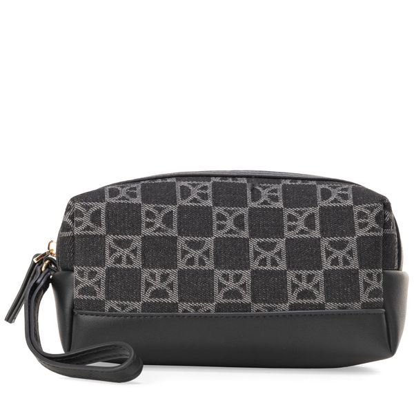 

Cosmetiquera Mediana Textil Cierre Sencillo con Maneral color Negro Talla: Unico