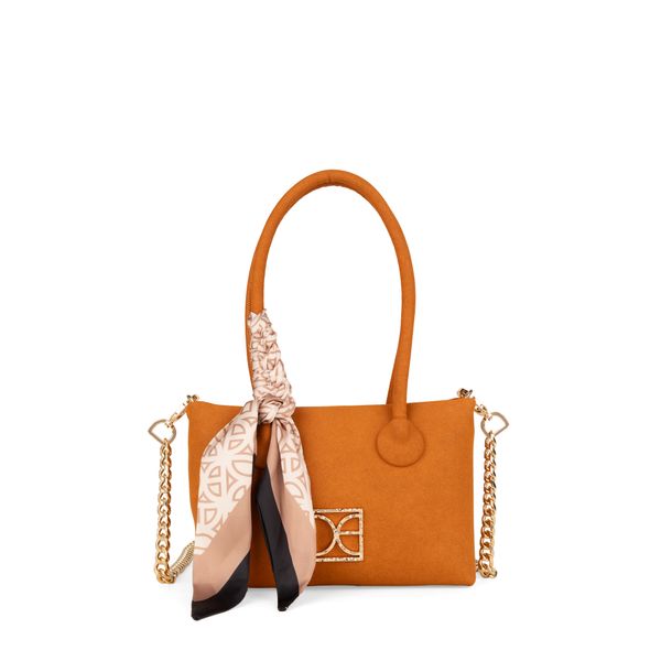 

Bolsa Tote Chica con Mascada color Naranja Talla: Unica