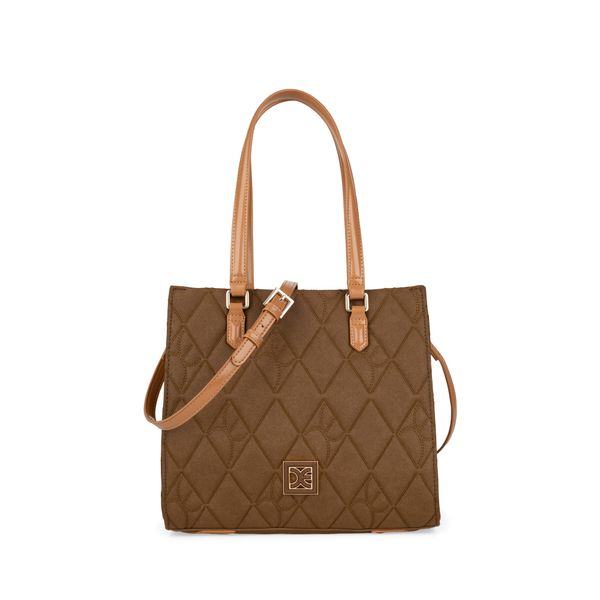 

Bolsa Tote Mediana Monograma Bordado Color Café Talla: Unico