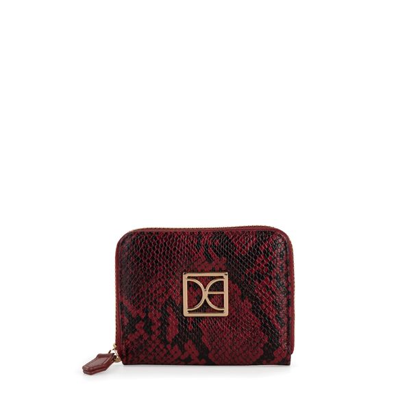

Cartera Chica Cierre Sencillo Look Animal Skin Color Rojo Tinto Talla: Unico