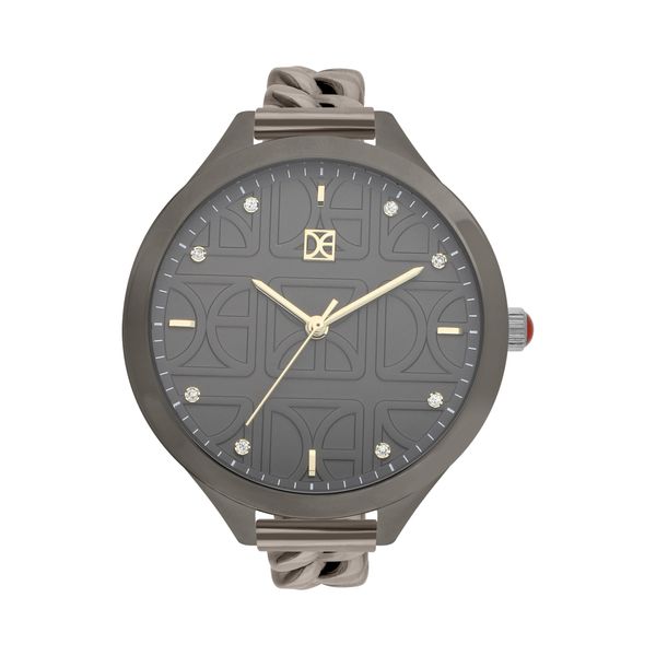 

Reloj Análogo Para Dama Con Pedrería En Indicadores Y Correa De Metal Color Negro Talla: Unico