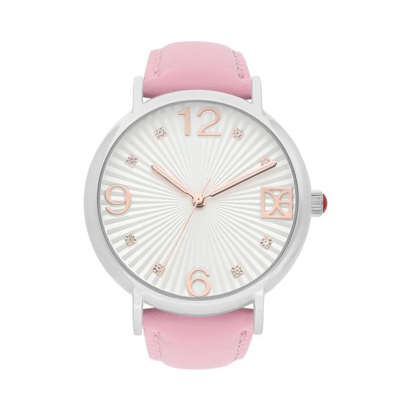 

Reloj Análogo Para Dama Con Pedrería En Indicadores Y Correa Color Rosa Talla: Unico