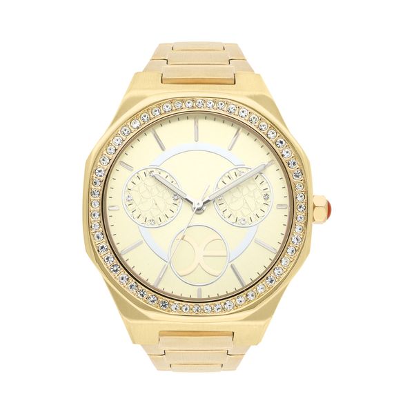 

Reloj Análogo Para Dama Con Pedrería En Bisel Color Oro Talla: Unico