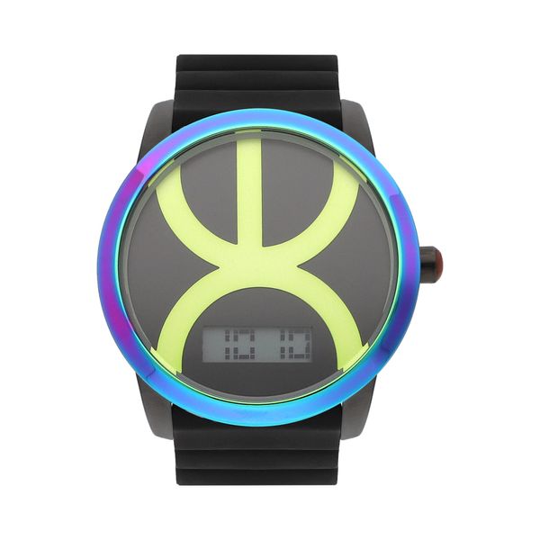 

Reloj Digital Para Dama Bisel Tornasol, Broche Magnético Y Elemental En Fondo Color Negro Talla: unico
