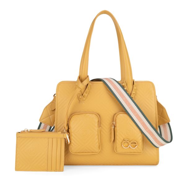 

Bolsa Satchel Grande Con Monedero Color Camel Talla: Unico