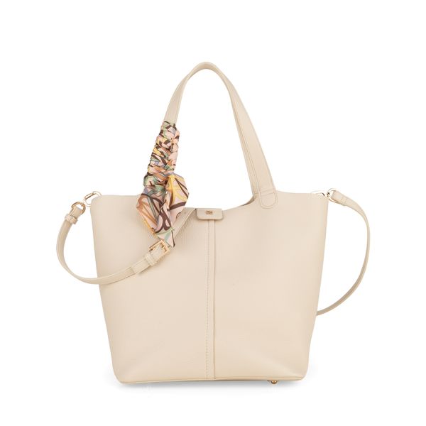 

Bolsa Tote Grande Con Mascada Color Camel Talla: Unico