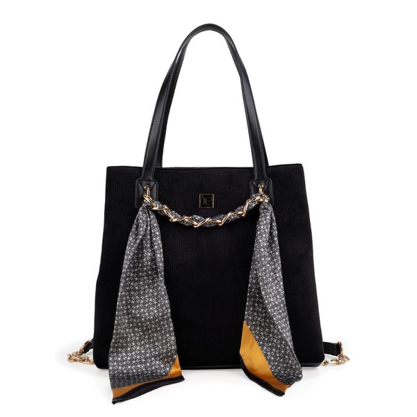 

Bolsa Satchel Textil Con Mascada Color Negro Talla: Unico