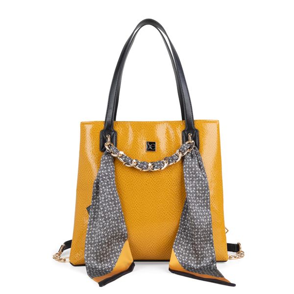 

Bolsa Satchel Con Mascada Color Ocre Talla: Unico