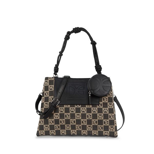 

Bolsa Satchel Grande Con Monedero Color Negro Multicolor Talla: Unico