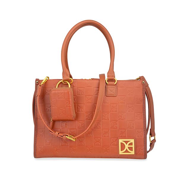 

Bolso Satchel Grande Con Monedero Color Camel Talla: Unico