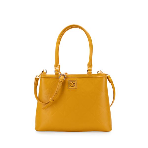 

Bolsa Satchel Mediana Monograma Troquelado Color Ocre Talla: Unico