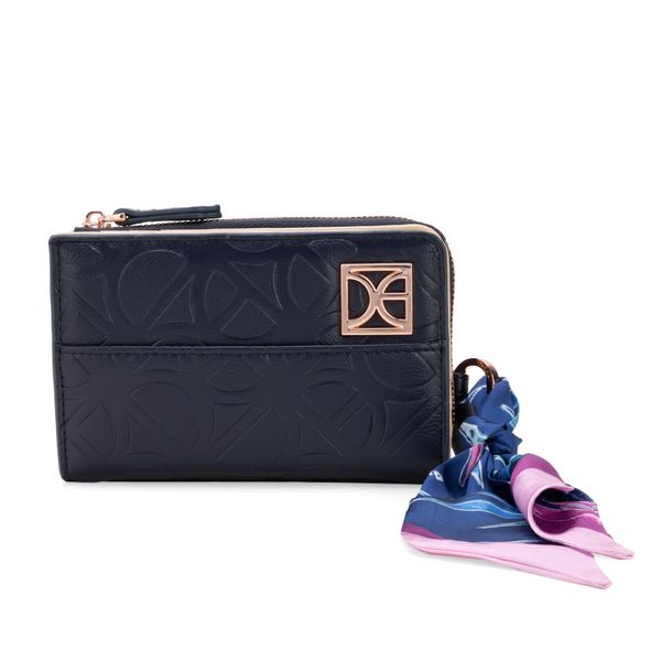 

Cartera Mediana Con Mascada Color Azul Marino Talla: Unico