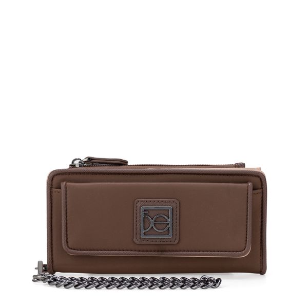 

Cartera Flap Grande Textil Con Maneral De Cadena Color Café Talla: Unico