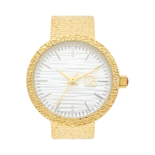 

Reloj Análogo Para Dama Con Correa De Acero Inoxidable Texturizada Y Carátula Con Textura Color Oro Talla: Unico