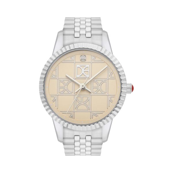 

Reloj Análogo Para Dama Con Correa De Acero Inoxidable Con Trama De Elemental En Carátula Color Plata Talla: Unico