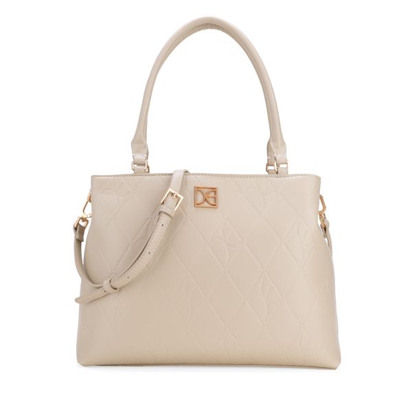 

Bolsa Satchel Grande Troquelado A Rombos Color Beige Talla: Unico