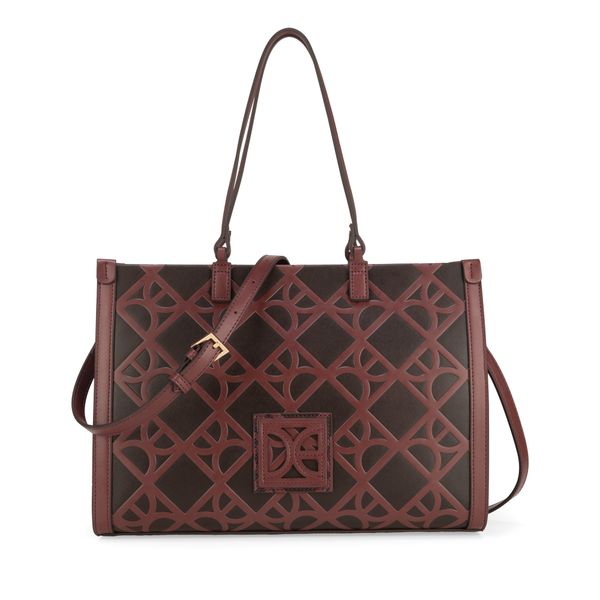 

Bolsa Tote Grande Monograma Troquelado Color Rojo Tinto Talla: Unico