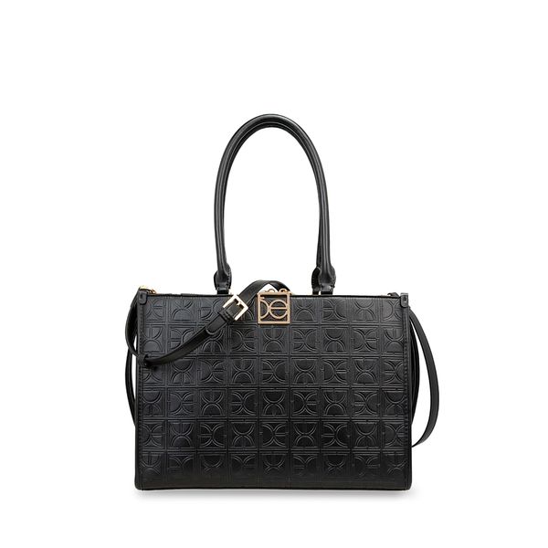

Bolsa Satchel Monograma Troquelado Color Negro Talla: Unico