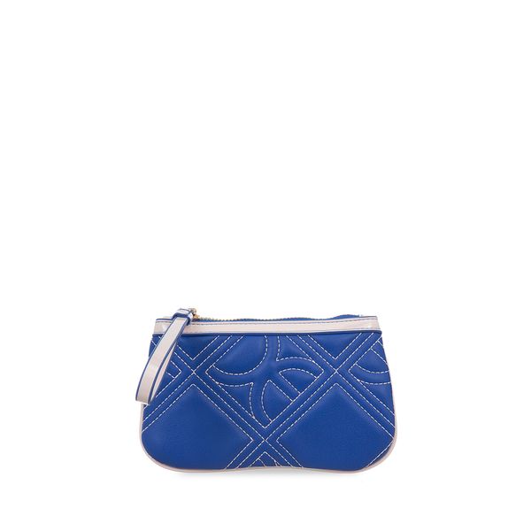 

Cartera Pouch Mediana Con Maneral Color Azul Talla: Unico