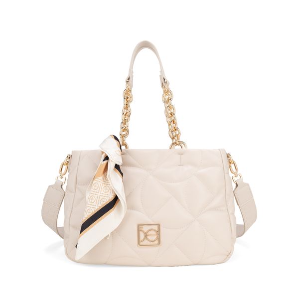 

Bolsa Satchel Acolchada Con Mascada Color Beige Talla: Unico