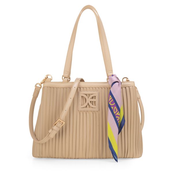 

Bolsa Satchel Con Mascada Color Beige Talla: Unico