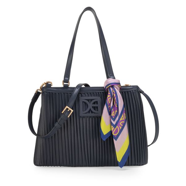 

Bolsa Satchel Con Mascada Color Azul Marino Talla: Unico