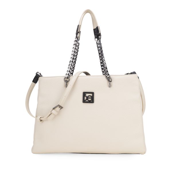 

Bolsa Satchel Grande Asa De Cadena Color Beige Talla: Unico
