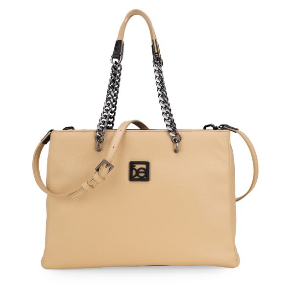 

Bolsa Satchel Grande Asa De Cadena Color Ocre Talla: Unico