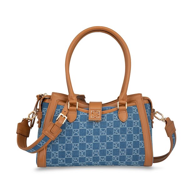 

Bolsa Satchel Mediana Textil Con Monedero Color Azul Talla: Unico