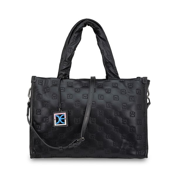 

Bolsa Tote Grande Con Charm Color Negro Talla: 15 Plg