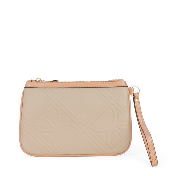 

Cartera Pouch Grande Con Maneral Color Fango Talla: Unico