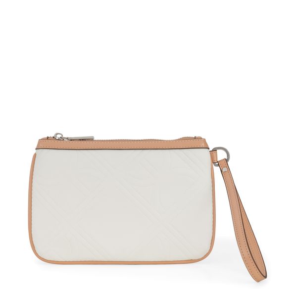

Cartera Pouch Grande Con Maneral Color Blanco Talla: Unico
