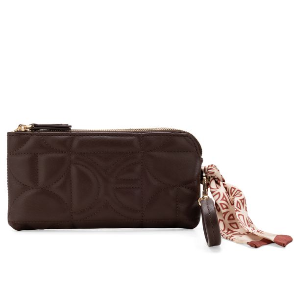 

Cartera Grande Acolchada Con Mascada Color Café Talla: Unico