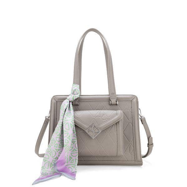 

Bolsa Satchel Mediana Con Mascada Color Gris Talla: Unico