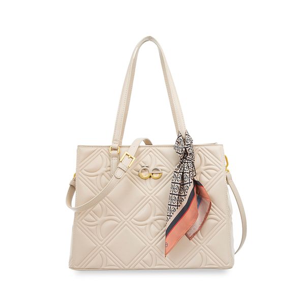 

Bolsa Satchel Grande Con Mascada Color Beige Talla: Unico