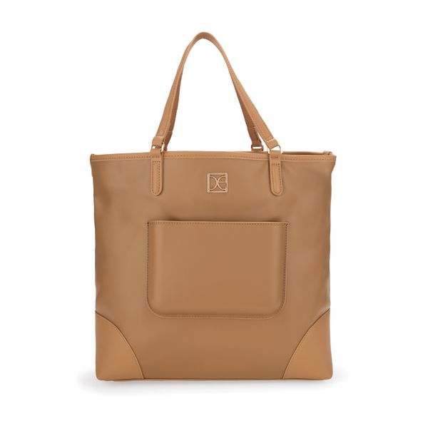 

Bolsa Tote Grande Con Pouch Color Camel Naranja Talla: Unico