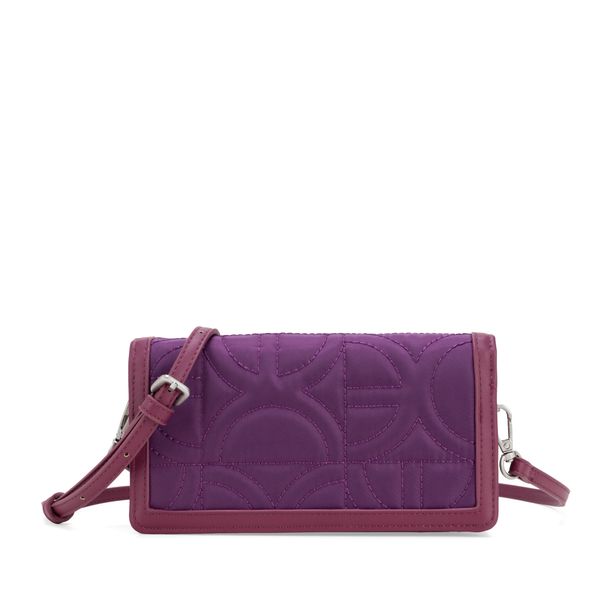 

Cartera Flap Grande Doble Función Textil color Morado Talla: Unico