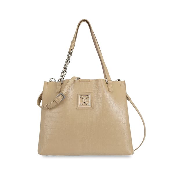 

Bolsa Satchel Mediana Look Animal Skin color Beige Talla: Unico