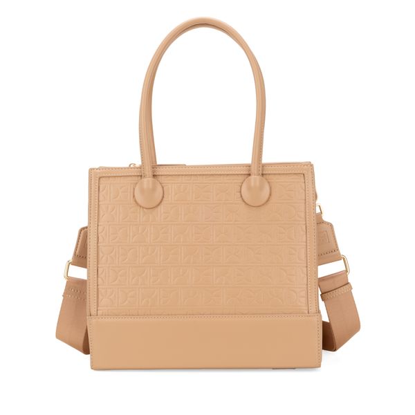 

Bolsa Satchel Mediana Monograma Troquelado Color Camel Talla: Unico
